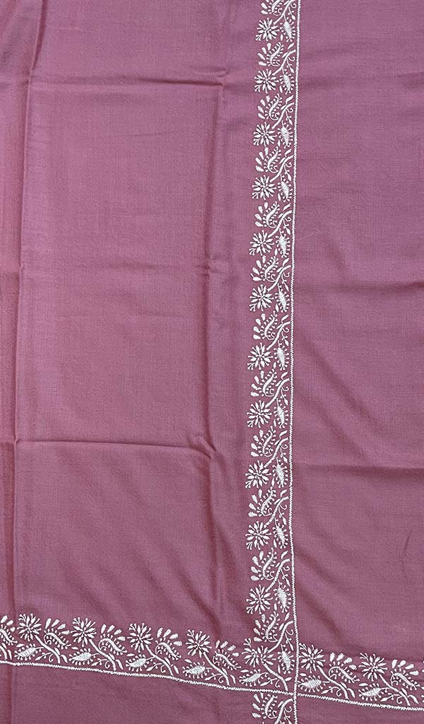 Lucknowi 手工制作 Pashmina Chikankari 披肩 - Honc0103836
