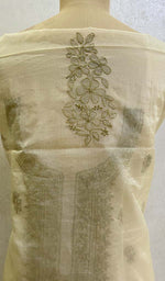 Load image into Gallery viewer, Women&#39;s Lakhnavi Handcrafted Organza Chikankari Unstitched Kurti Fabric - Honc0133590