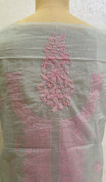 Load image into Gallery viewer, Women&#39;s Lakhnavi Handcrafted Organza Chikankari Unstitched Kurti Fabric - Honc0133588
