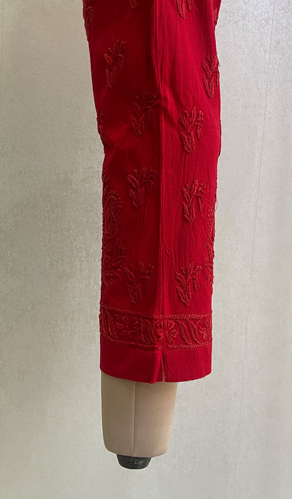 Women's Lucknowi Handcrafted Linen Cotton Chikankari Pant - HONC0134356