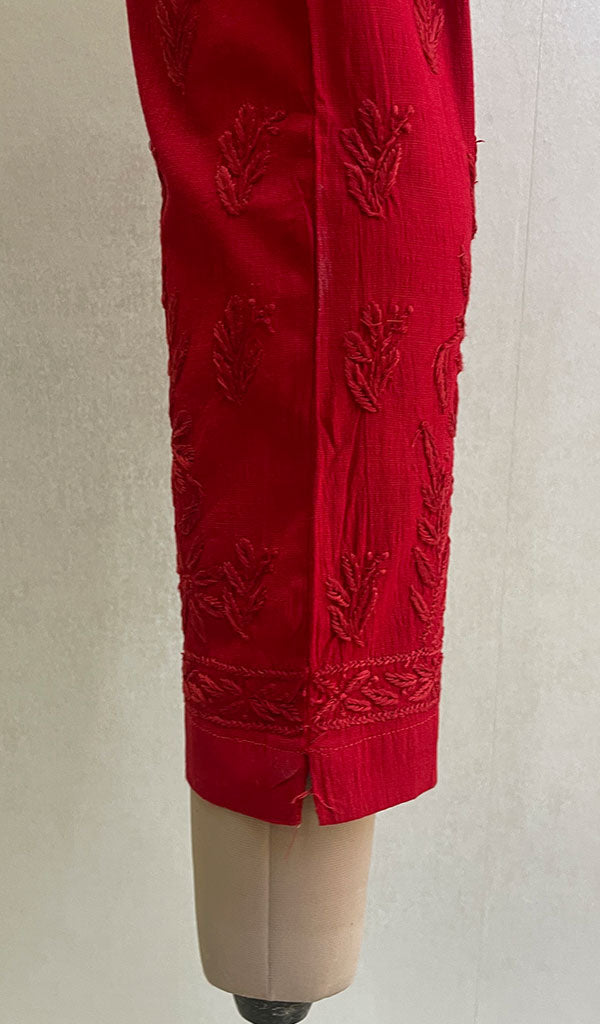 Women's Lucknowi Handcrafted Linen Cotton Chikankari Pant - HONC0134359