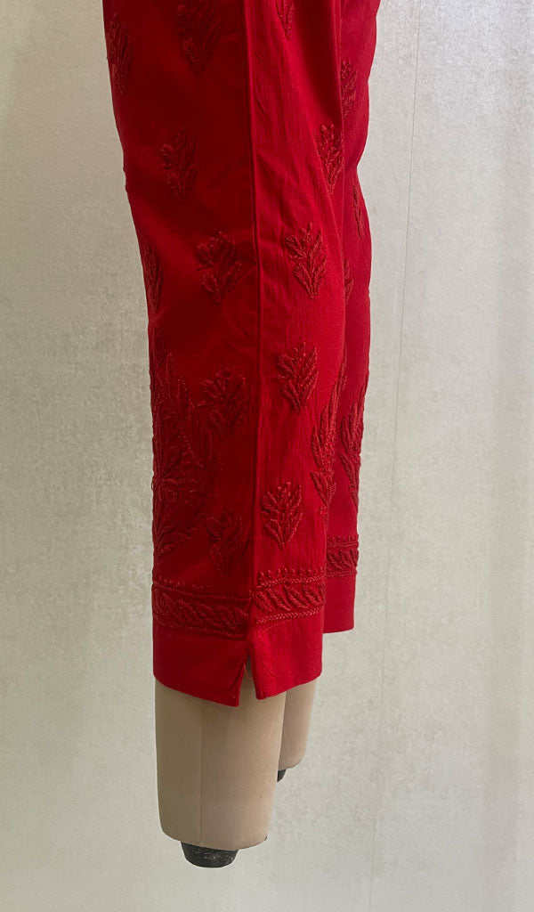 Women's Lucknowi Handcrafted Linen Cotton Chikankari Pant - HONC0134355