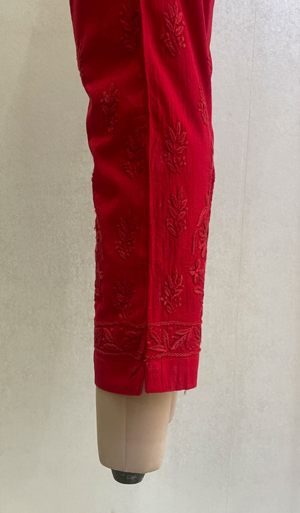 Women's Lucknowi Handcrafted Linen Cotton Chikankari Pant - HONC0134346