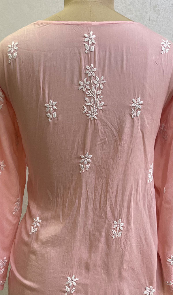 Lakhnavi 手工莫代尔棉 Chikankari 上衣 - HONC0136546