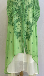 Load image into Gallery viewer, Women&#39;s Lakhnavi Handcrafted Faux-Georgette Chikankari Dress - HONC0137240