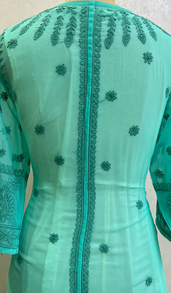 Haaya Women's Lakhnavi Handcrafted Faux-Georgette Chikankari Dress - HONC0137238