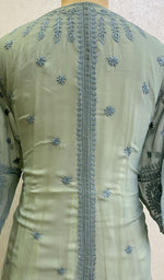 Load image into Gallery viewer, Haaya Women&#39;s Lakhnavi Handcrafted Faux-Georgette Chikankari Front Open  Dress - HONC0137256