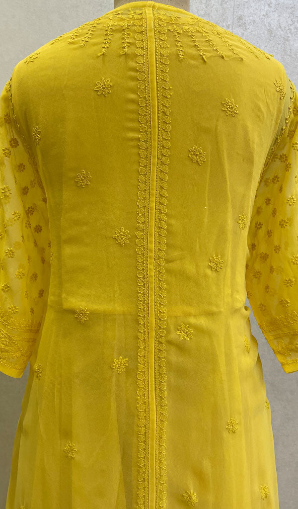 Haaya Women's Lakhnavi Handcrafted Faux-Georgette Chikankari Shrug and Dress Set - HONC0137257