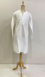 Load image into Gallery viewer, Men&#39;s Lucknowi Handcrafted Cotton Chikankari Kurta - HONC0201089
