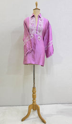 将图像加载到图库查看器中， Fiza Women&#39;s Lakhnavi Handcrafted Chanderi Silk Semi- Stiched Chikankari Top - HONC0227622
