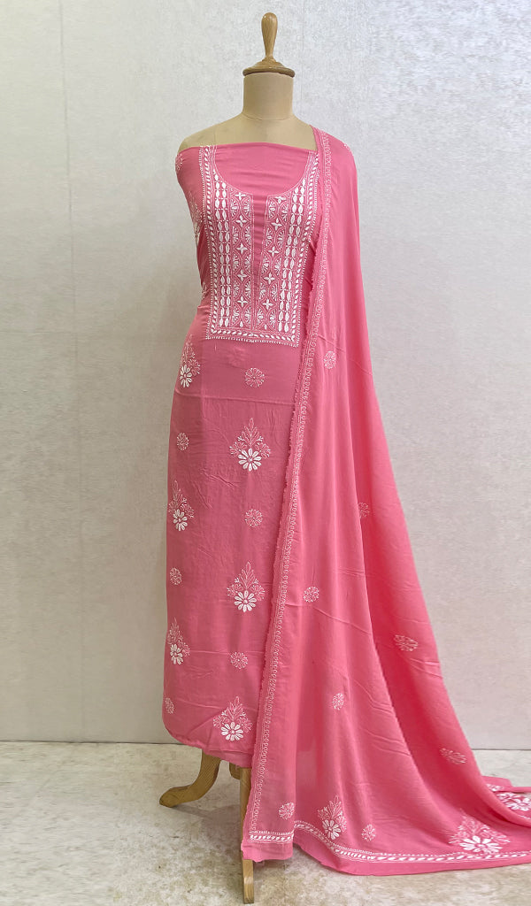 Women's Lakhnavi Handcrafted Modal Cotton Chikankari Kurta Dupatta- HONC0159574
