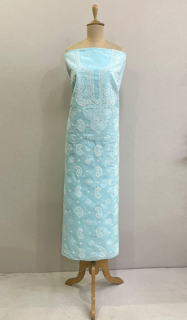 Women's Lakhnavi Handcrafted Cotton Chikankari Unstitched Kurti Fabric - HONC0194861