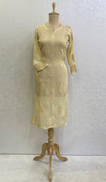 Load image into Gallery viewer, Women&#39;s Lakhnavi Handcrafted Organza Chikankari Kurti-HONC0105932
