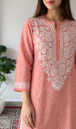 Women's Lucknowi Handcrafted Cotton Chikankari Kurti- HONC0392401