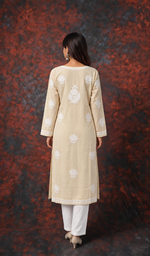 Women's Lucknowi Handcrafted Cotton Chikankari Kurti- HONC0392416