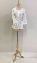 将图像加载到图库查看器中， Women&#39;s Lucknowi Handcrafted Kota Cotton Chikankari Top - HONC0217017
