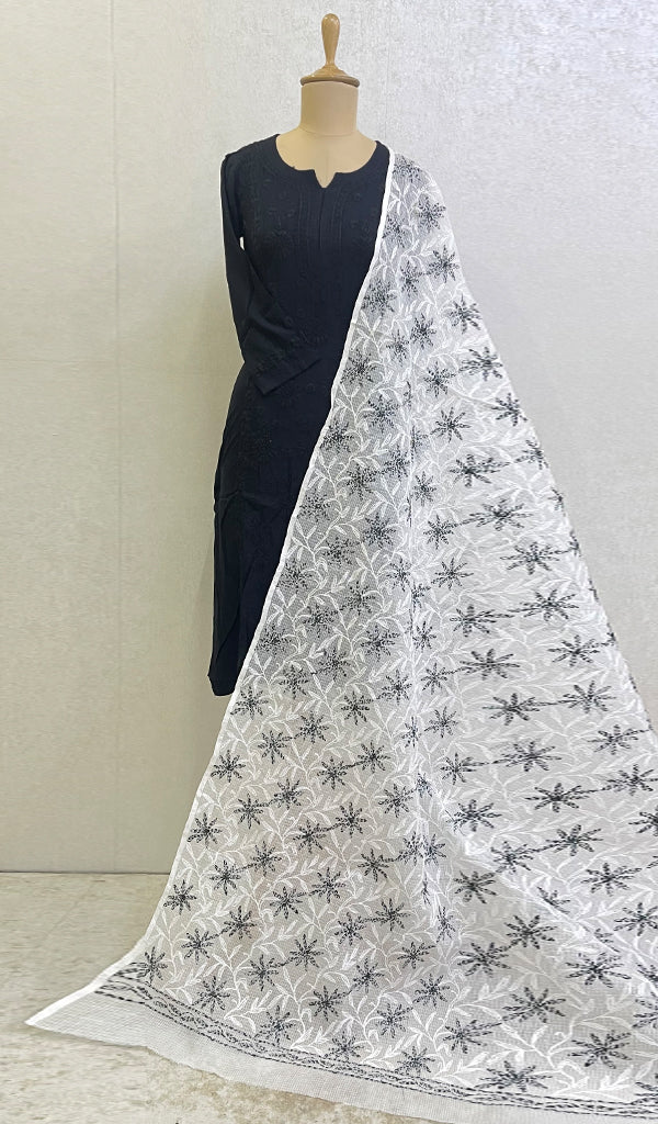 Women's Lucknowi Handcrafted Kota Cotton Chikankari Dupatta - HONC0127087