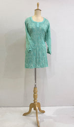 将图像加载到图库查看器中， Women&#39;s Lucknowi Handcrafted Viscose Georgette Chikankari Top - HONC0179814
