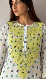 Women's Lucknowi Handcrafted Chiffon Chikankari Kurti- HONC056325