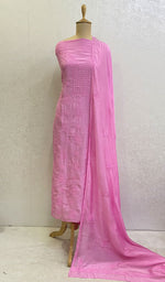 Load image into Gallery viewer, Women&#39;s Lucknowi Handcrafted Muslin Chikankari Suit Material - HONC0114060
