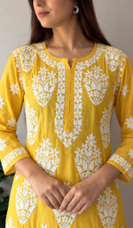 Women's Lucknowi Handcrafted Modal Cotton Chikankari Kurti- HONC0392375