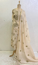 Load image into Gallery viewer, Women&#39;s Lakhnavi Handcrafted Tissue Chanderi Chikankari Semi Stitched Kurta And Dupatta Set - HONC0141409
