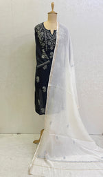 Load image into Gallery viewer, Women&#39;s Lakhnavi Handcrafted Mul Chanderi Chikankari Dupatta - Honc0135705
