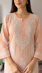 Women's Lucknowi Handcrafted Cotton Chikankari Kurti- HONC0141385