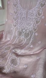 Load image into Gallery viewer, Women's Lakhnavi Handcrafted Pure Organza Chikankari Unstitched Kurta And Dupatta Set- HONC0341958