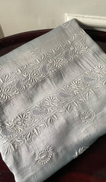 Load image into Gallery viewer, Women's Lucknowi Handcrafted Chanderi Silk Unstitched Chikankari Kurta and Dupatta Set- HONC0288648