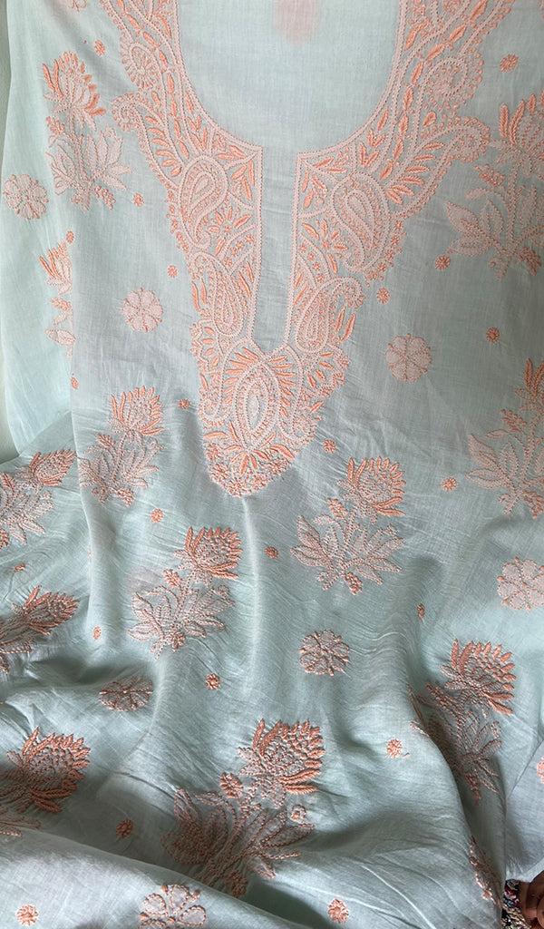 Women's Lakhnavi Handcrafted Cotton Unstitched Chikankari Suit Material - HONC0358173