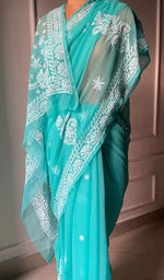 Load image into Gallery viewer, Women&#39;s Lucknowi Handcrafted Faux-Georgette Chikankari Saree - HONC0295212

