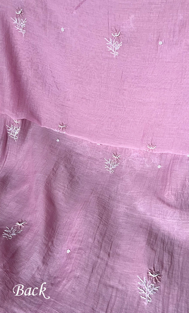 Women's Lakhnavi Handcrafted Mul Chanderi Unstitched Kurta And Dupatta Set- HONC0305200