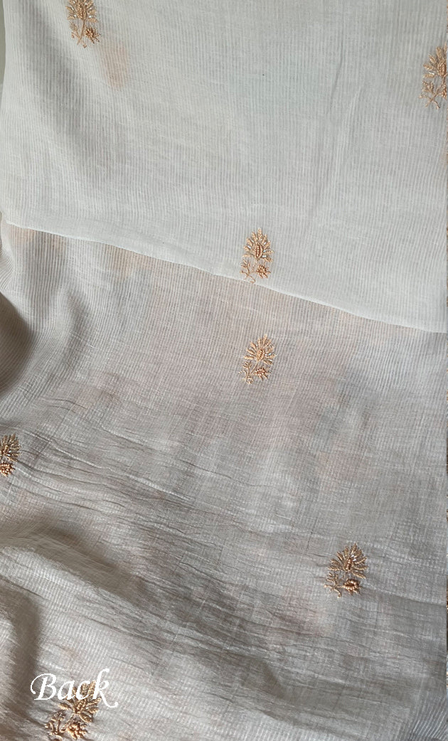 Women's Lakhnavi Handcrafted Maheshwari Mul Chanderi UnStitched Kurta And Dupatta Set - HONC0288350