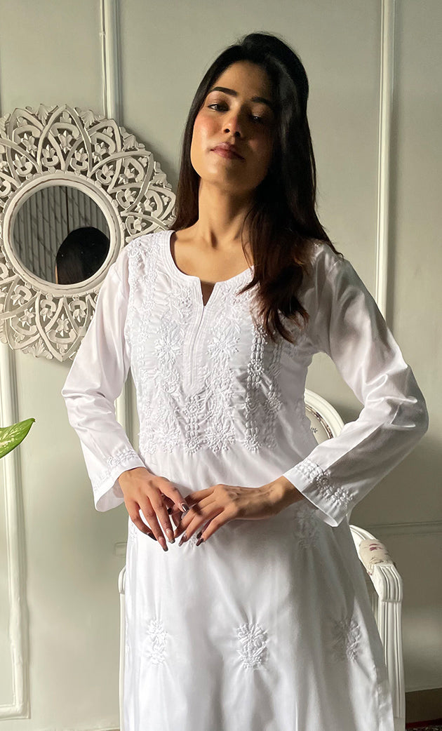 Women's Lucknowi Handcrafted Cotton Chikankari Kurti - HONC0330732