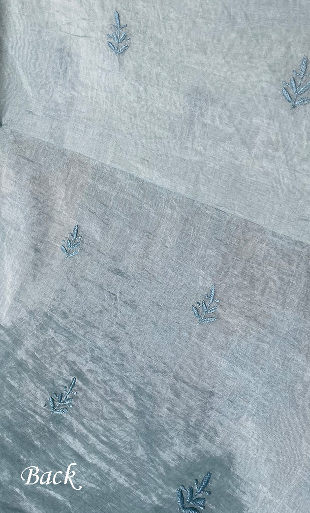 Women's Lakhnavi Handcrafted Mul Chanderi Unstitched Chikankari Full Suit Material - HONC0319534