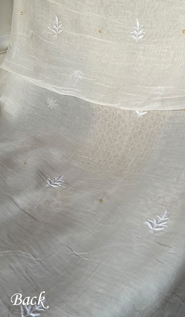 Women's Lakhnavi Handcrafted Mul Chanderi Unstitched Kurta And Dupatta Set - HONCO297198