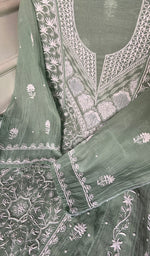 Load image into Gallery viewer, Women's Lakhnavi Handcrafted Mul Chanderi Semi Stitched Kurta And Dupatta Set - HONC30358774