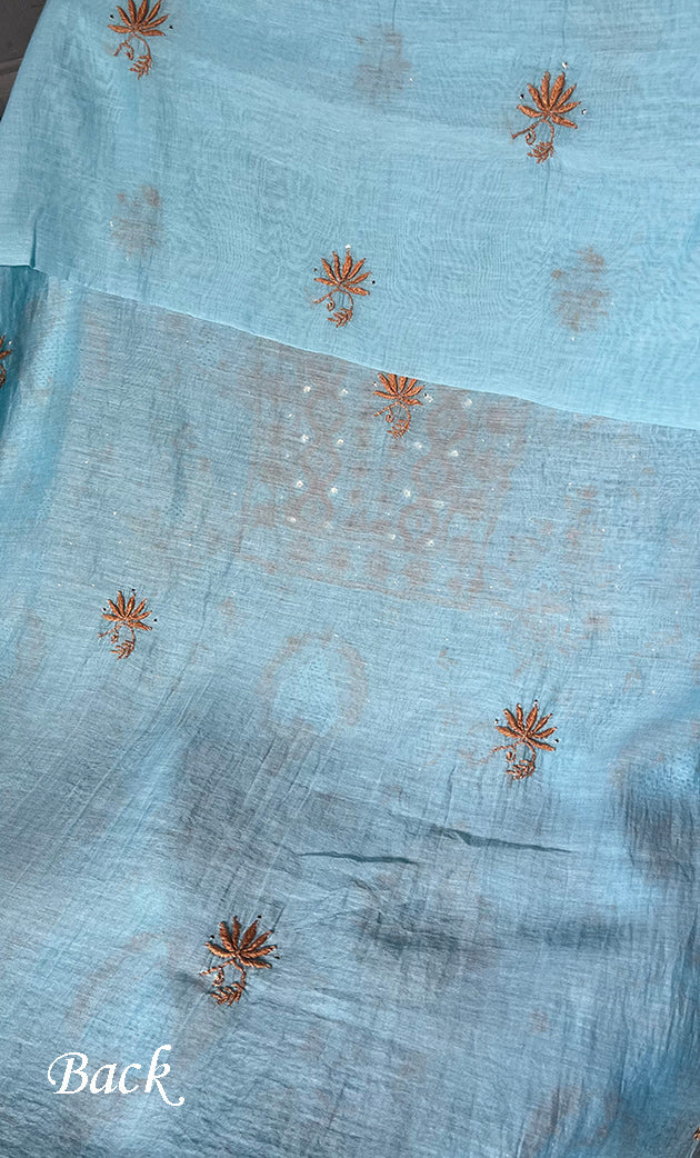 Women's Lakhnavi Handcrafted Mul Chanderi Unstitched Kurta And Dupatta Set- HONC0270065