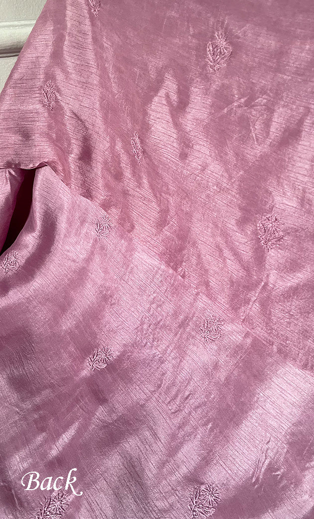 Lucknowi Handcrafted Raw Silk Chikankari Unstitched Men's Kurta Fabric - HONC0288527