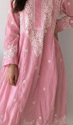 Load image into Gallery viewer, Fariah Women's Lucknowi Handcrafted Mul Chanderi Chikankari Kurti - HONC0846498