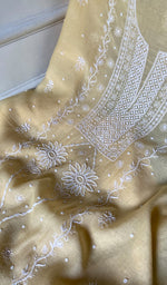 Load image into Gallery viewer, Women's Lakhnavi Handcrafted Unstitched Mul Chanderi Kurta And Dupatta Set - HONC0343241