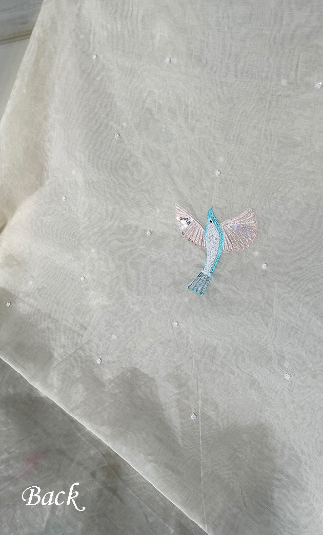 Chidiya Women's Lakhnavi Handcrafted Unstitched Mul Chanderi Kurta And Dupatta Set - HONC0323684