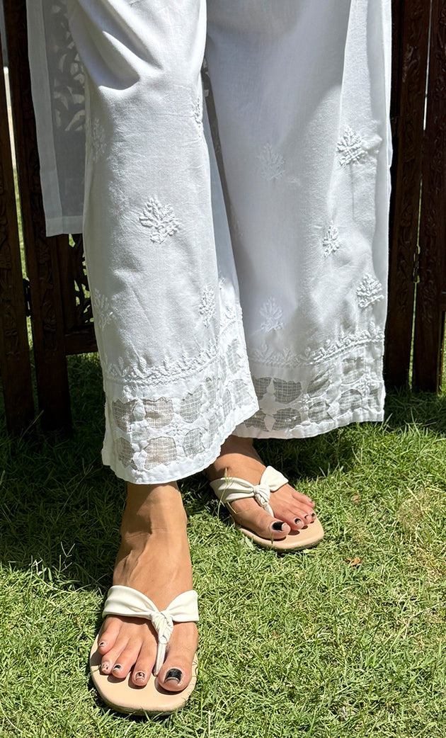 Women's Lakhnavi Handcrafted Cotton Chikankari Palazzo