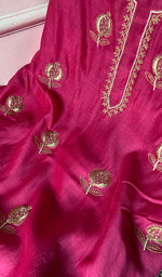 Load image into Gallery viewer, Women's Lakhnavi Handcrafted Chanderi Silk Unstitched Chikankari Full Suit - HONC0355234