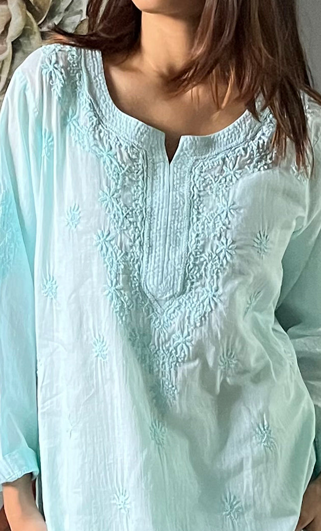 Women's Lucknowi Handcrafted Muslin Chikankari Kurti - HONC0217283