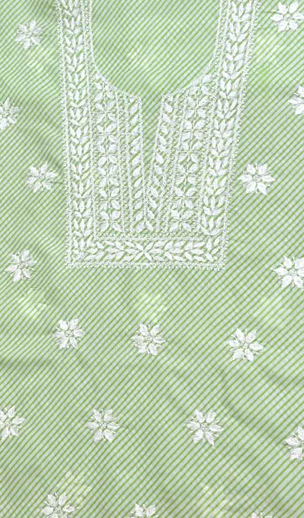 Women's Lakhnavi Handcrafted Cotton Chikankari Unstitched Kurti Fabric - HONC01923070