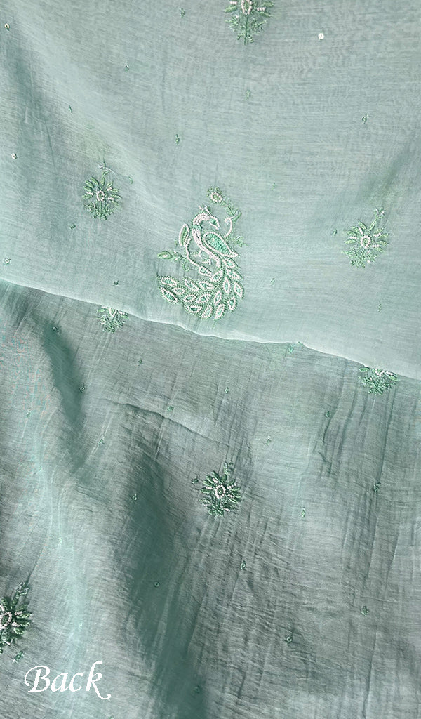 Women's Lakhnavi Handcrafted Mul Chanderi Unstitched Kurta And Dupatta Set - HONC0282824