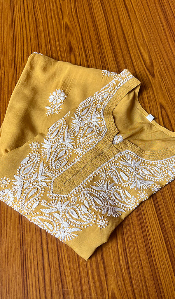 Women's Lucknowi Handcrafted  Modal Cotton Chikankari Kurti - HONC0298712