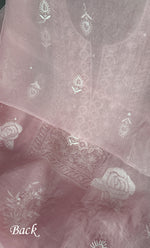 Load image into Gallery viewer, Women&#39;s Lakhnavi Handcrafted Pure Organza Chikankari Unstitched Kurta And Dupatta Set- HONC0303192

